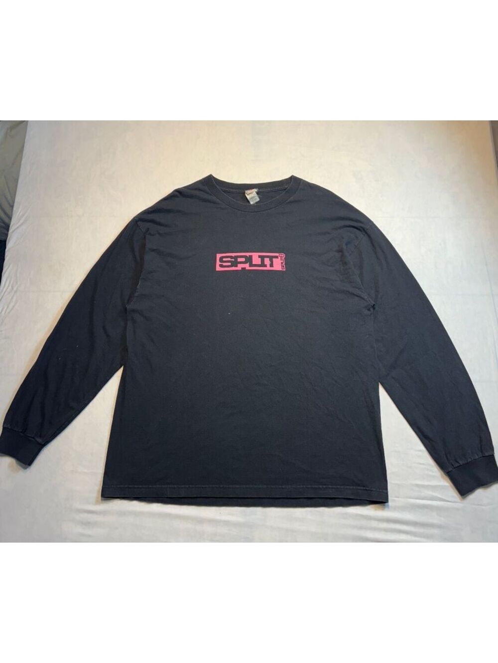 Vintage SPLIT Skater Y2K Black Long Sleeve Graphic Shirt XL